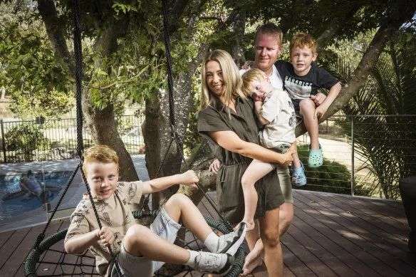 Amy and Ben Cresswell plan to send their children (from left) Max, Kai and Zac to an independent secondary school.