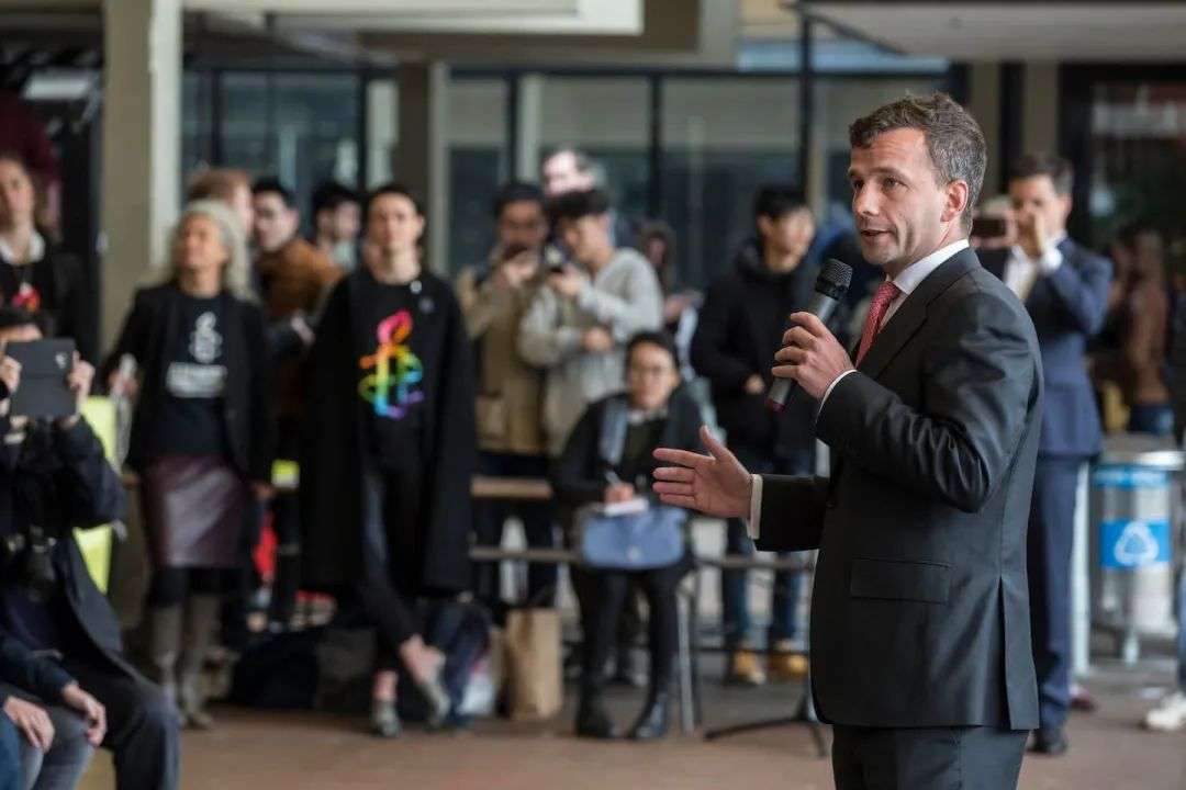 ACT leader David Seymour talks about free speech at a Hong Kong protest held at the University of Auckland Quad in 2020. Photo / Peter Meecham