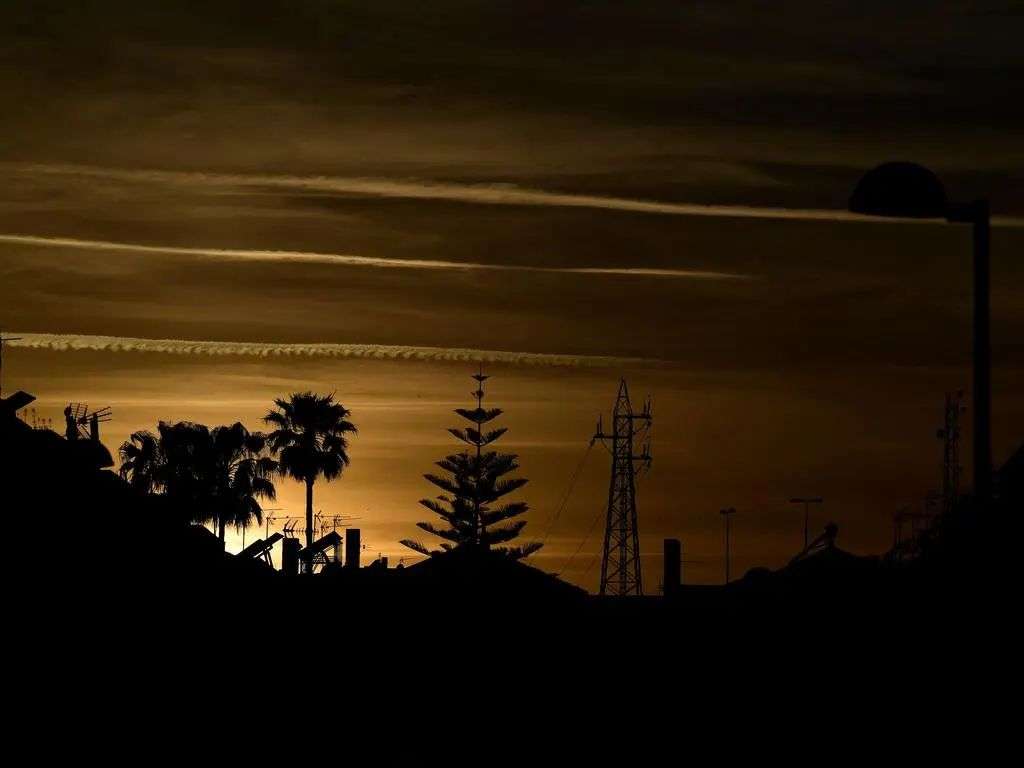 This photograph shows a pole for electrical power distribution during a massive power cut affecting the entire Iberian Peninsula and the south of France, in Seville. Picture: AFP