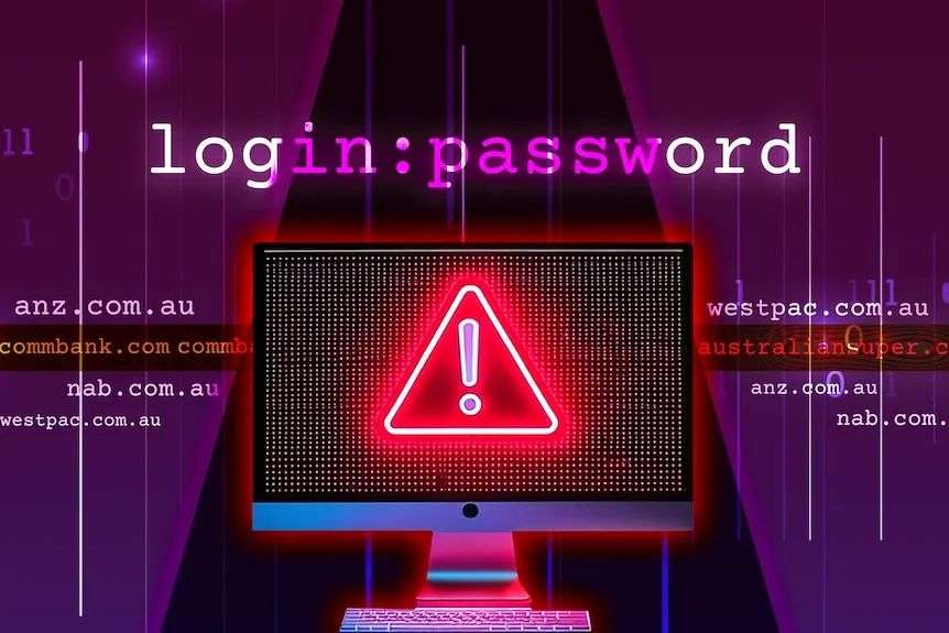 A grapic depicting a computer infected with malware for a story about stolen banking passwords.