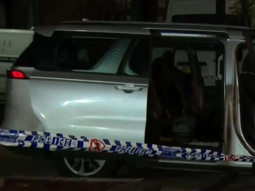 Two men were found with stab wounds in this Kia van in Clyde on Thursday morning. Picture: Today/Nine