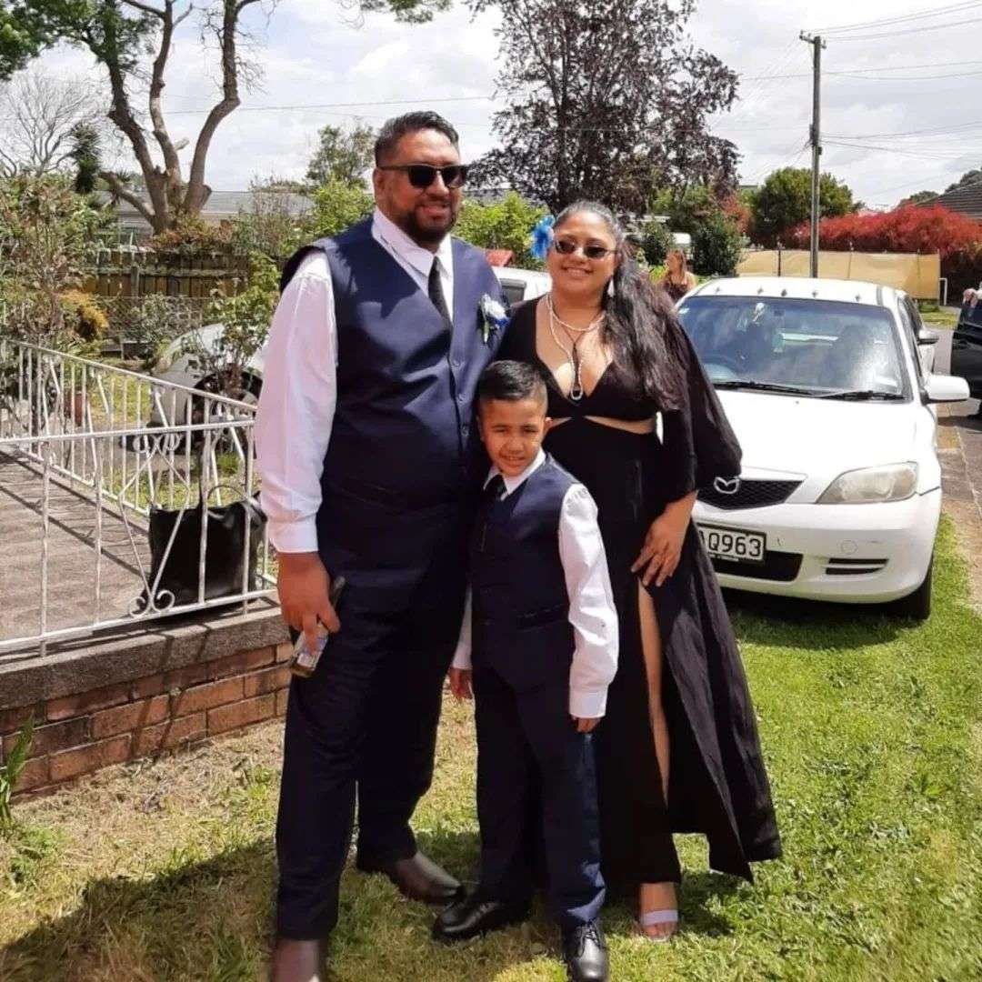 Mary Parkinson Peni with her partner of five years Jacob, and stepson Zion.