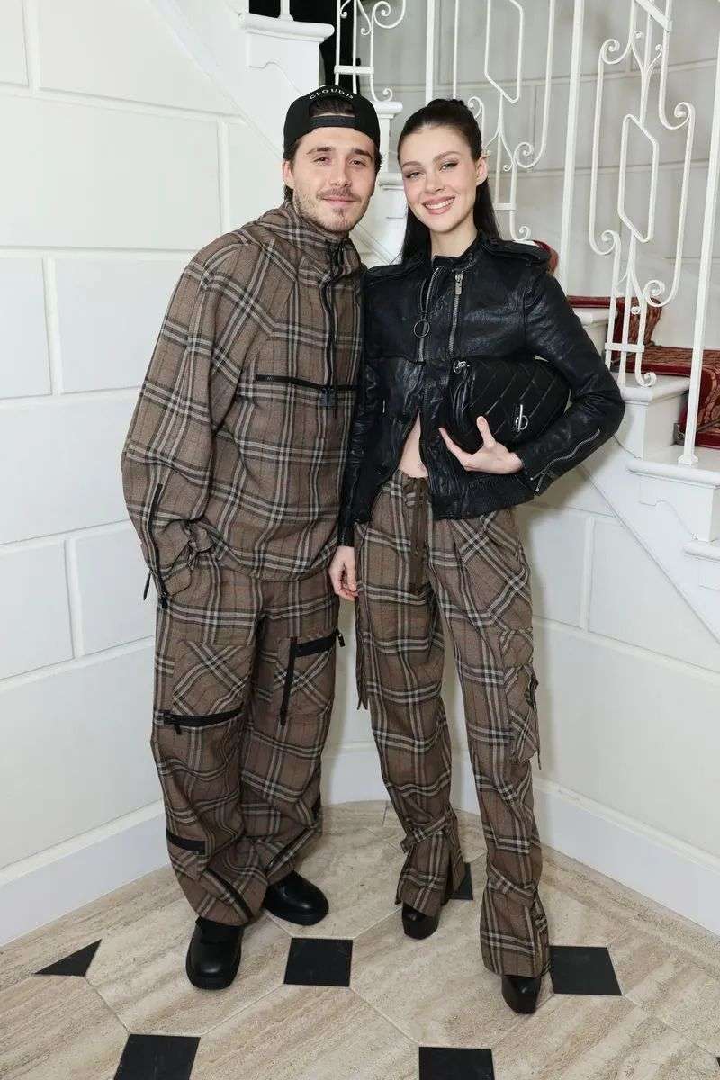 Brooklyn Beckham and Nicola Peltz attend the after-party for the Burberry Winter 2025 show during London Fashion Week 2025