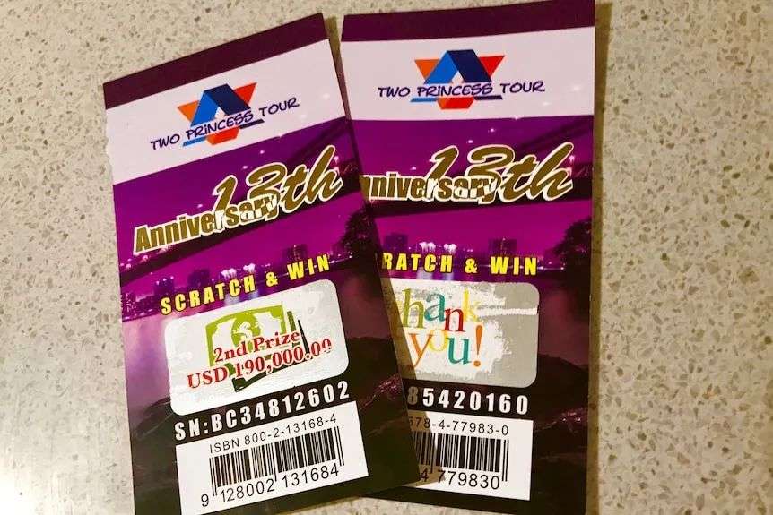 Fake scratchies from Two Princess Tour.