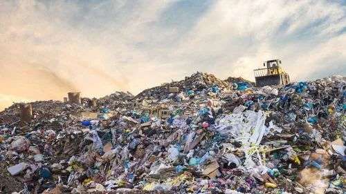 Garbage pile in trash dump or landfill. Pollution concept.