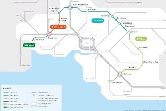 A map of the Suburban Rail Loop.