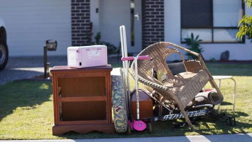 kerbside collection items on front lawn
