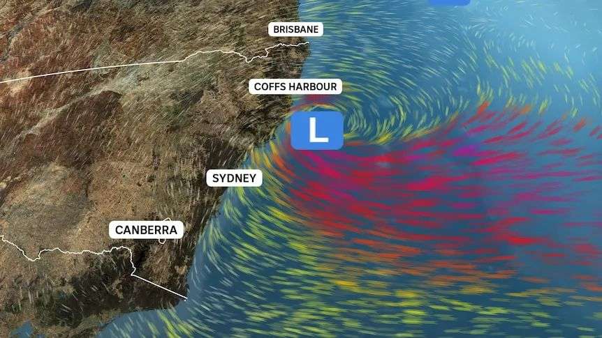 a weather graph over nsw of a forecast weather bomb