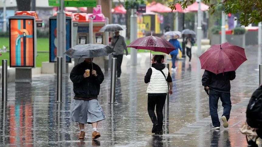 People carrying umbrellas in the rain