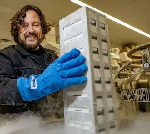 Ben Lamm with canister of liquid Nitrogen