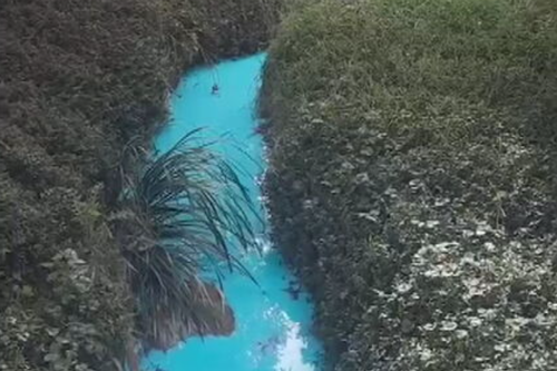 A passerby noticed the colour of the creek yesterday.