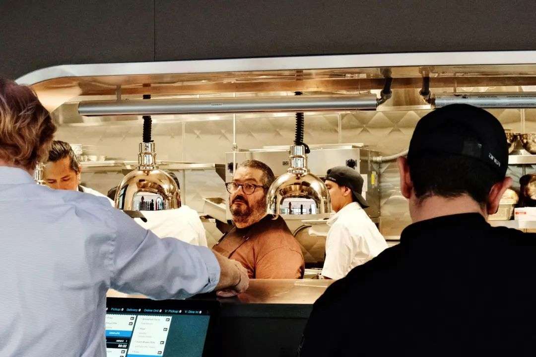 Tesla Diner chef and co-operator Eric Greenspan in the kitchen of the restaurant.