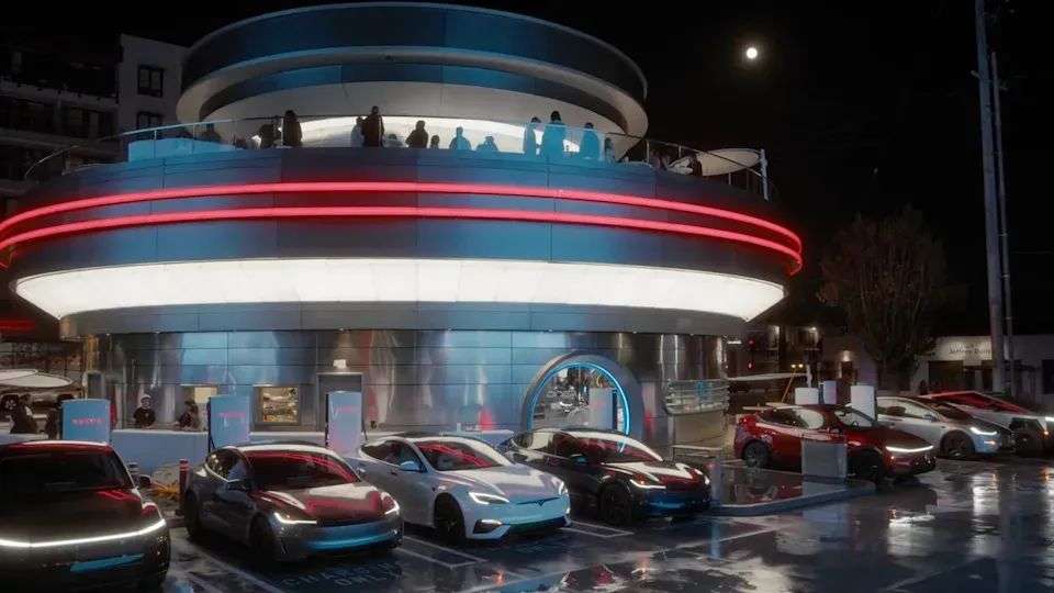 Yes, the new Tesla diner looks as dystopian as it sounds