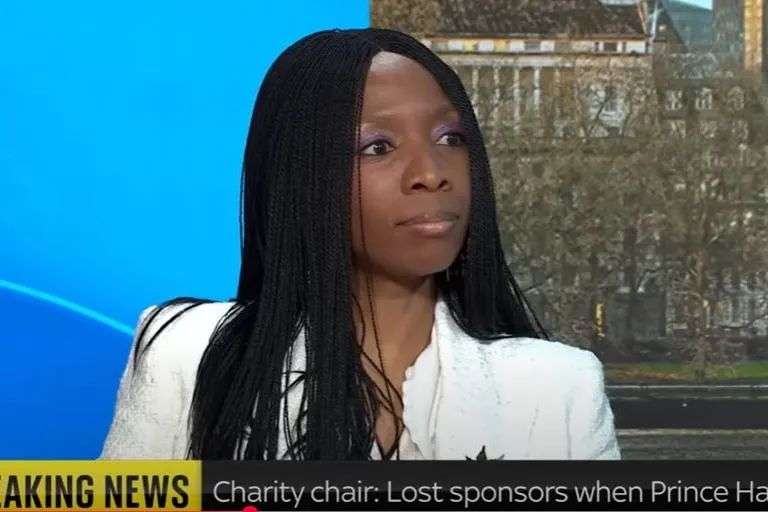 Sentebale chair Sophie Chandauka being interviewed on Sky News