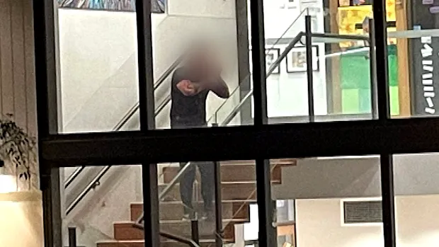 The intruder inside the Habitat Early Learning centre on Monday.