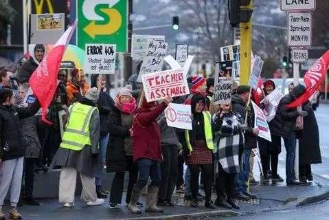 Teachers strike in Christchurch.