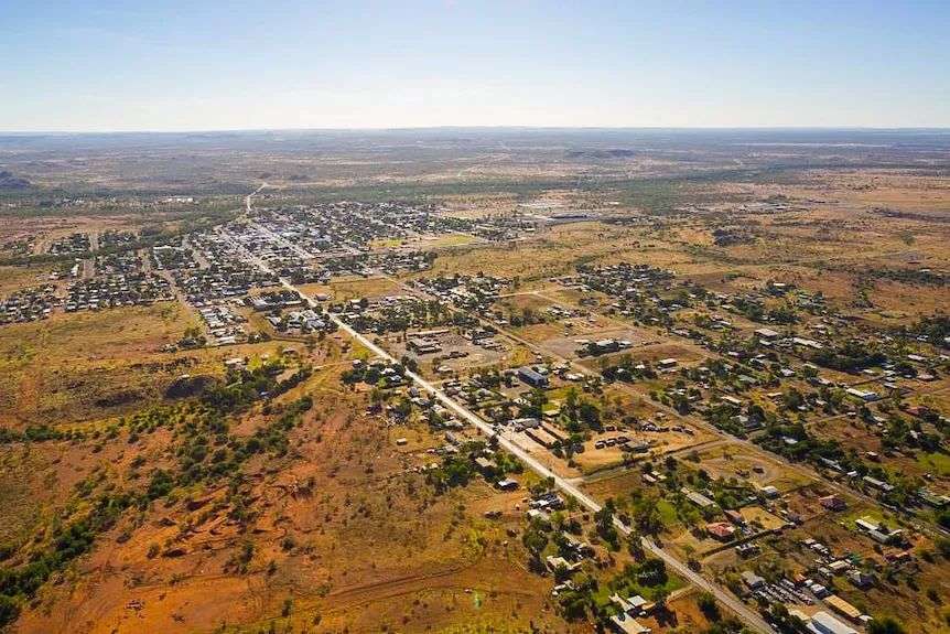 An aerial view of the outback town of Cloncurry.