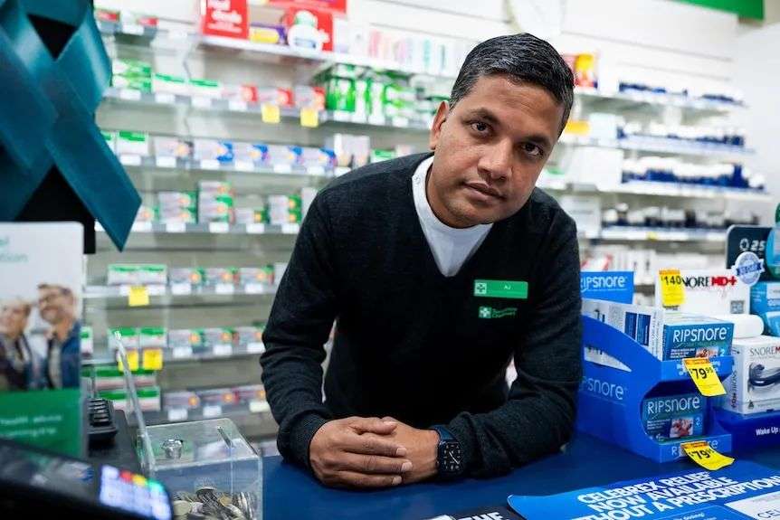 Pharmacist Ajit Das at his chemist business.