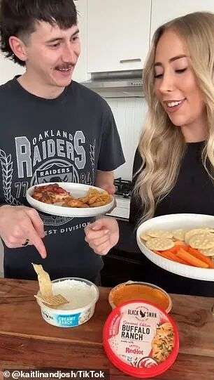 TikTok content creators Kaitlin and Josh set followers' stomachs rumbling in a recent video where they competed to find the best food to pair with the dips