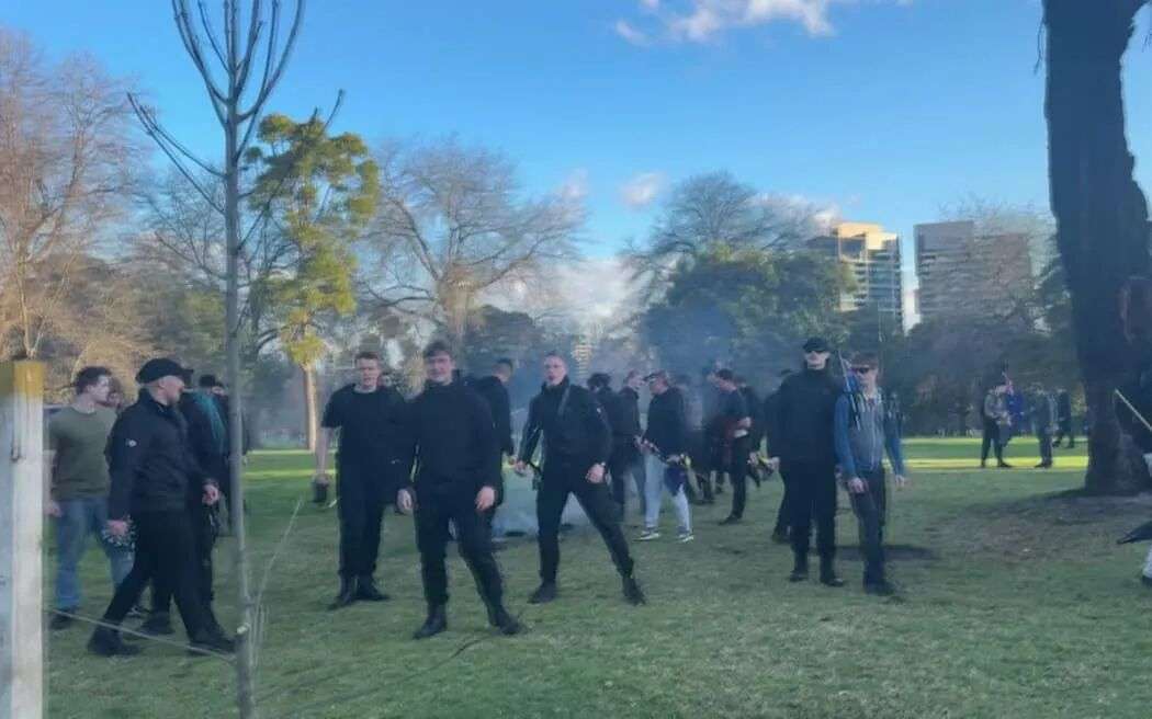 Camp Sovereignty organisers say a group of far-right demonstrators attacked the camp on Sunday afternoon