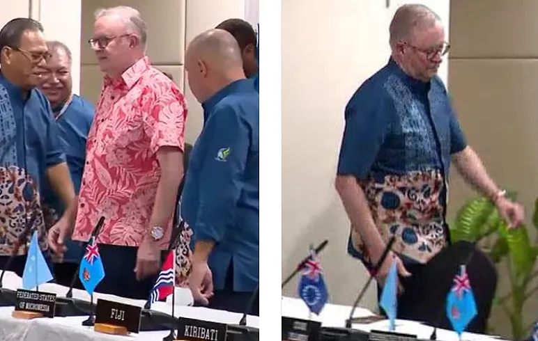 超尴尬!艾博年参加太平洋岛国论坛,结果穿错衣服!新西兰总理调侃“澳人不懂规矩”(组图) - 2