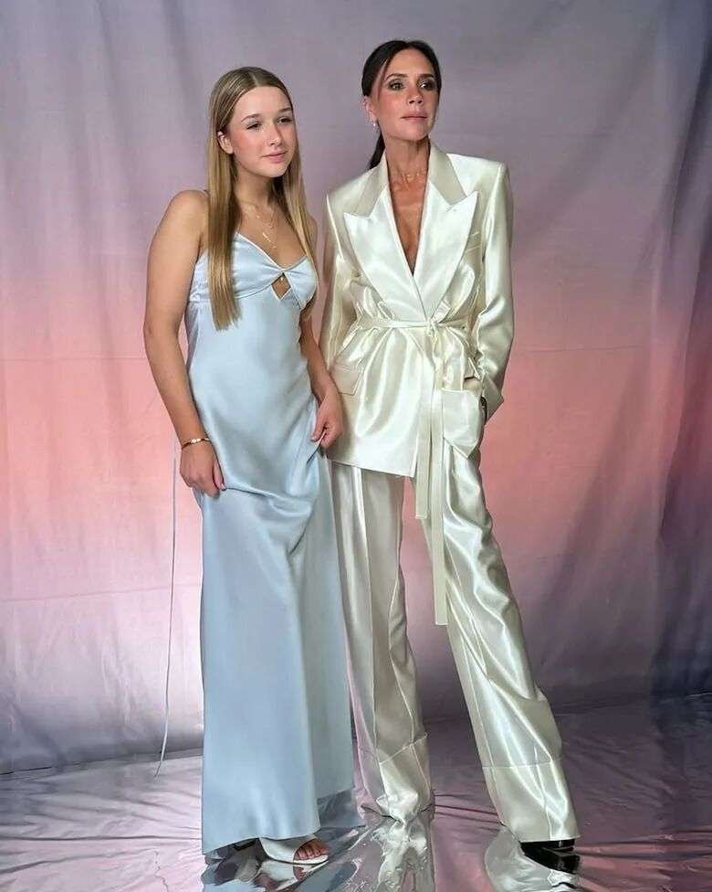 Victoria Beckham's Teenage Daughter Harper Seven Matches With Mom In Silk