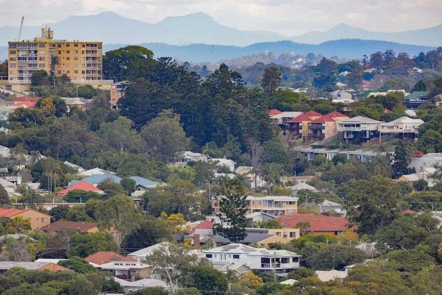 aerial rooftops in inner suburbs