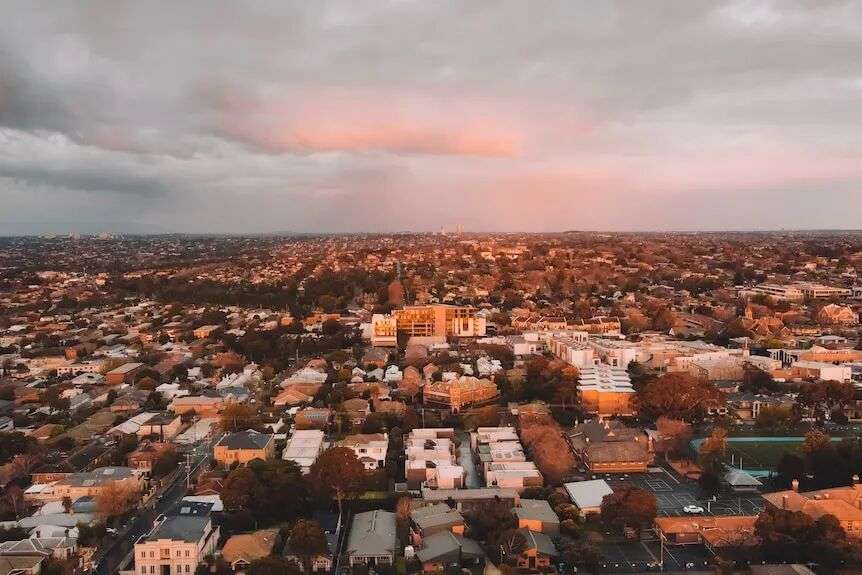 An aerial shot of a Melbourne suburb
