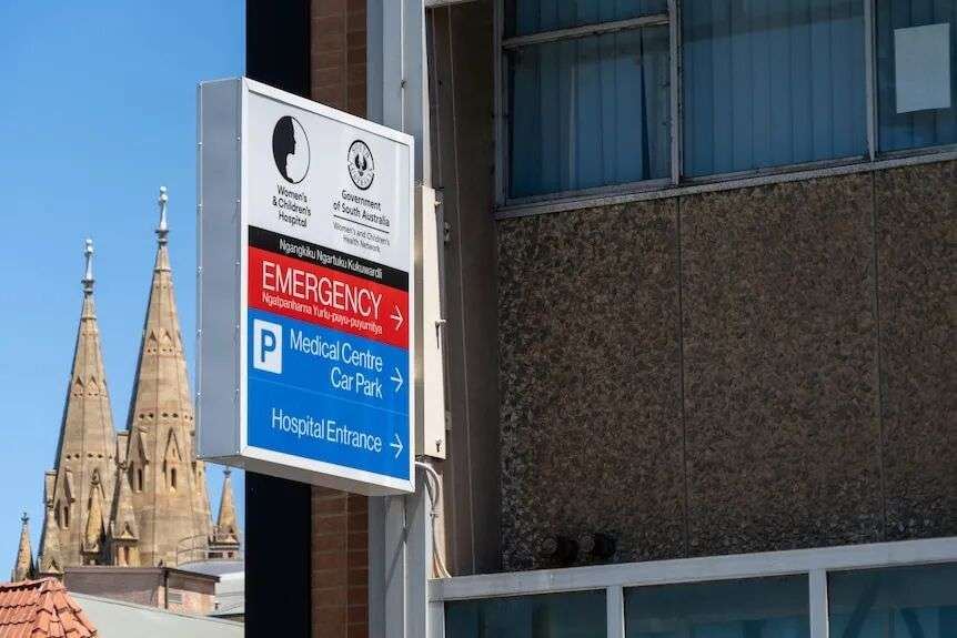 A sign at the Women's and Children's Hospital in North Adelaide.