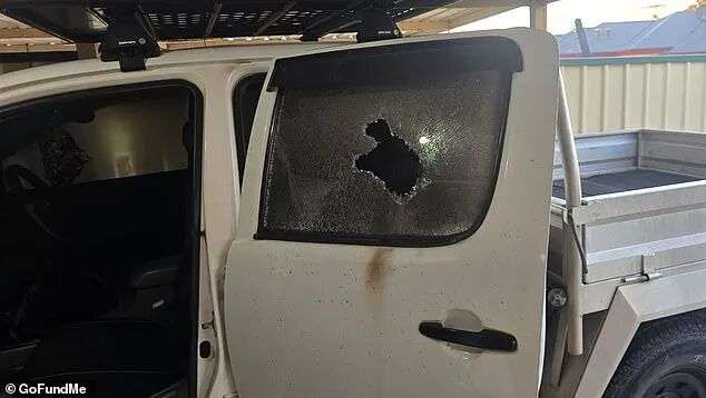 Ms Travers says a firebomb was hurled at her car (pictured), but the attacker failed to get the device through the window