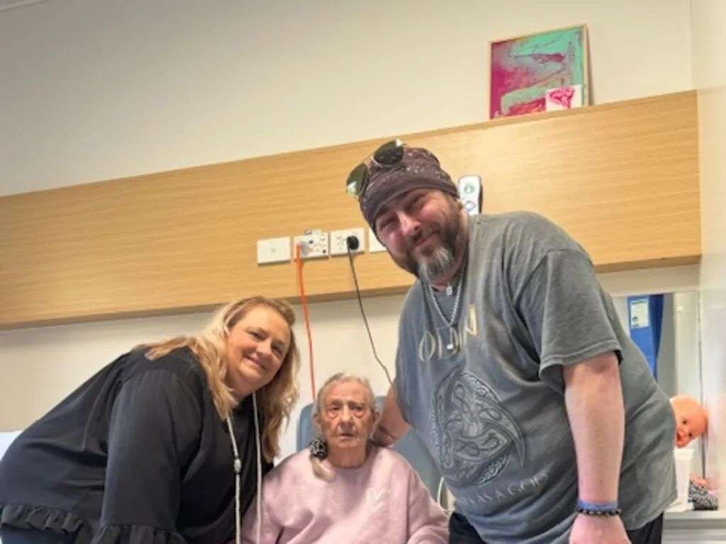 Anna Romanik, who has advanced dementia, with her daughter Lilly Romanik and son Joe. Picture: Supplied