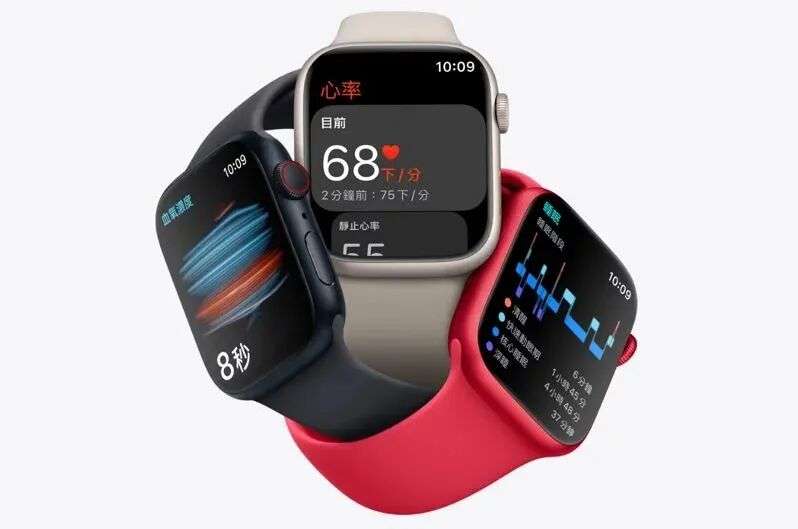 Apple Watch除了有血氧、心率偵測外，現在也新增車禍偵測和體溫感測功能。