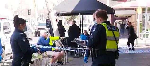 The stabbing took place on busy Bay Street in Port Melbourne in broad daylight