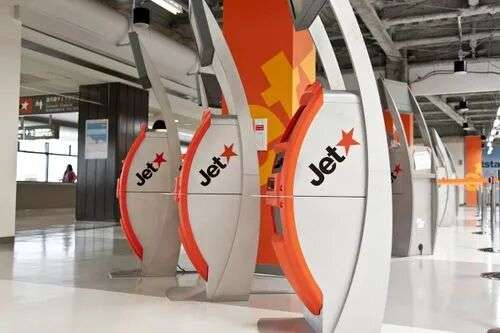Narita, Japan - September 12, 2013:  Jetstar Airways boarding pass ticket machines are seen at Narita International Airport on September 12, 2013. Jetstar Airways is an Australian low-cost airline headquartered in Melbourne, Australia. It flies over 3,500 flights a week to more than 60 destinations in 16 countries and territories across the Asia Pacific region.