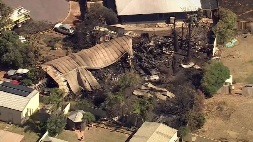 Aerial vision of a fire destroyed home