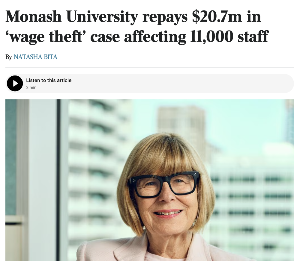 Monash被爆欠薪2000万澳币！居然也被fair work了！