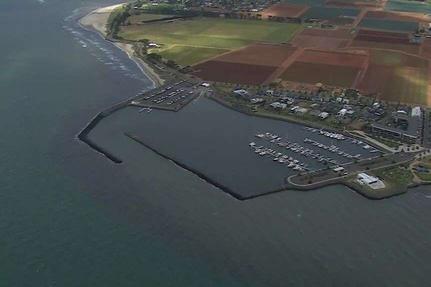 An aerial shot of Wyndham Harbour in Melbourne's outer west.