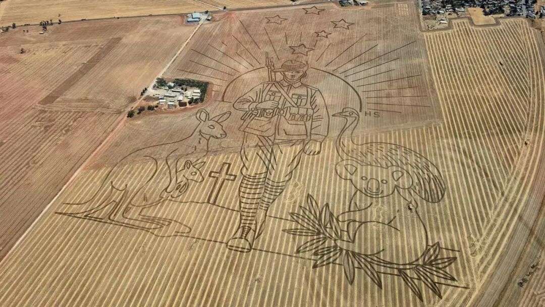 The man from Freeling, north of Adelaide, began tilling the mural with a tractor in the lead-up to January 26. Picture: Supplied