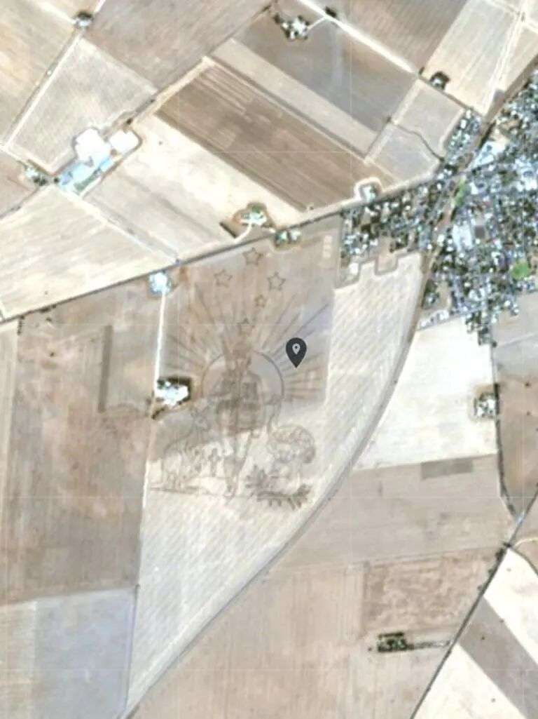 The mural is so large that it’s visible in satellite imagery from space. Picture: Supplied