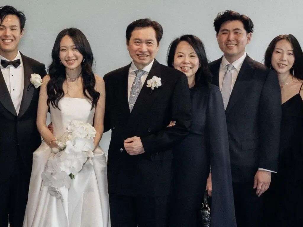 Hock at the wedding of his daughter Suzanne to her husband, Josh, with his wife, Catherine, and son Hezekiah and Hezekiah’s partner Jennifer. Picture: Supplied