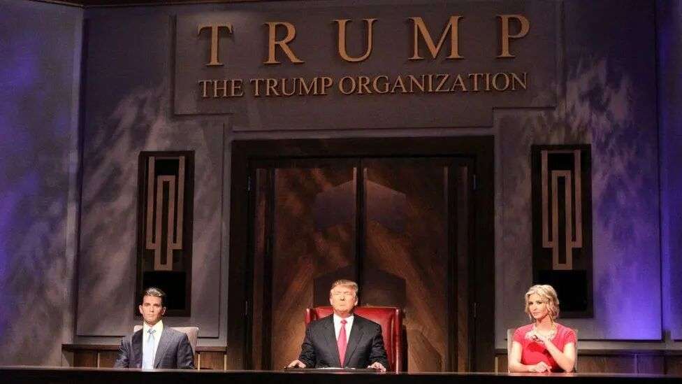 Mr Trump with his eldest children, Donald Jr and Ivanka, on a live episode of the Celebrity Apprentice in 2010