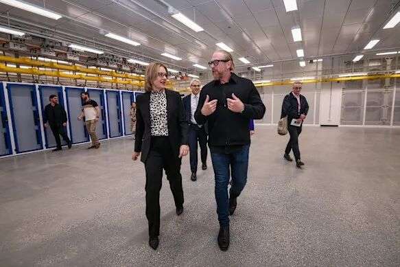 Premier Jacinta Allan with NextDC CEO Craig Scroggie in one of the data centre’s Melbourne premises.