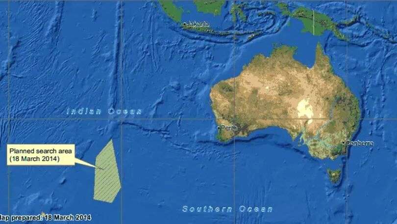 Map showing the Australian search area for Malaysian Airlines Flight MH370. Picture: Supplied