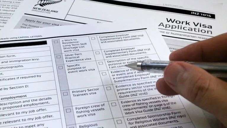 Visa application to work to New Zealand.