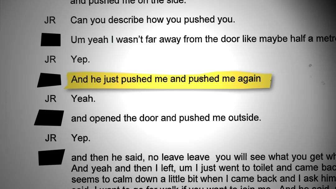 A transcript of a police interview.