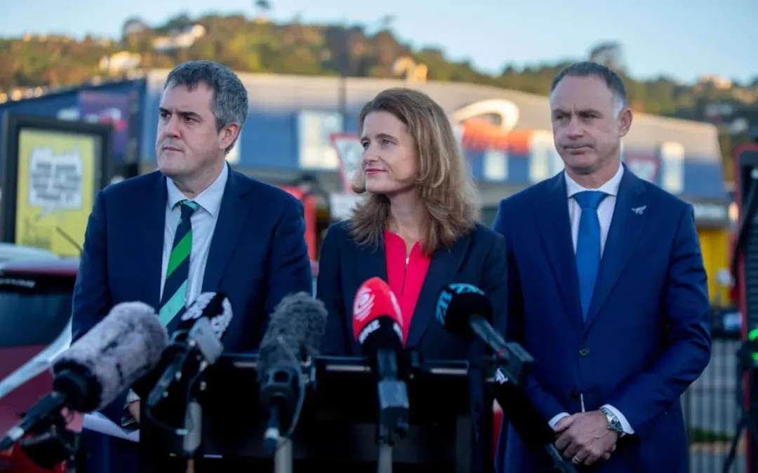 Ministers meet regularly over the weekend. Pictured, Ministers Chris Bishop, Nicola Willis, Simon Watts. Photo / RNZ