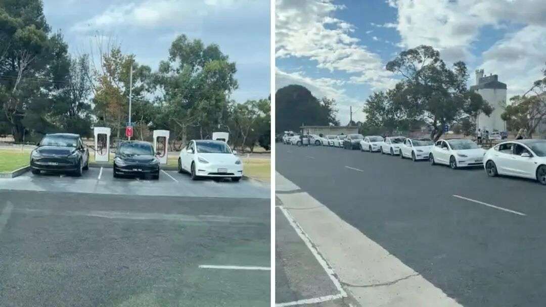 Teslas using Superchargers. Picture: TikTok/paulyohh83