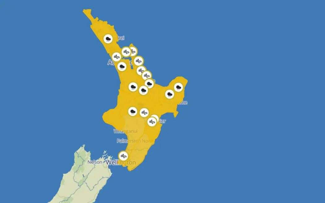 新西兰气象局(MetService)已于周日对北岛全境发布大风警报,部分地区同时发布了暴雨预警。该机构表示,部分地区的预警级别可能会升级为警报级别。