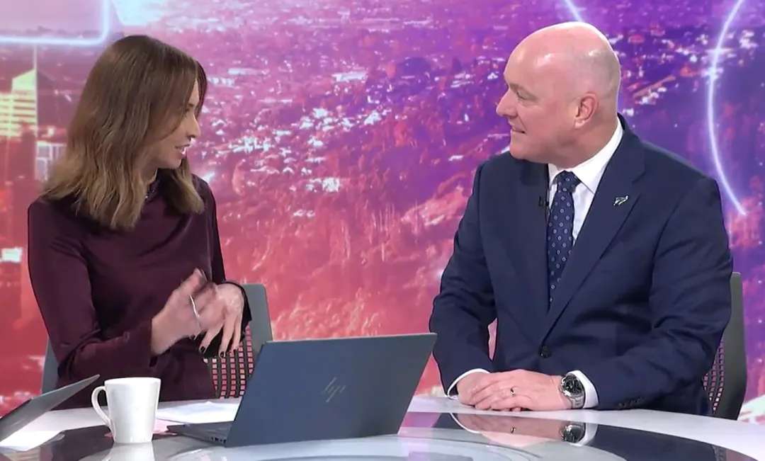 Breakfast host Tova O'Brien interviews Prime Minister Christopher Luxon. Photo / TVNZ