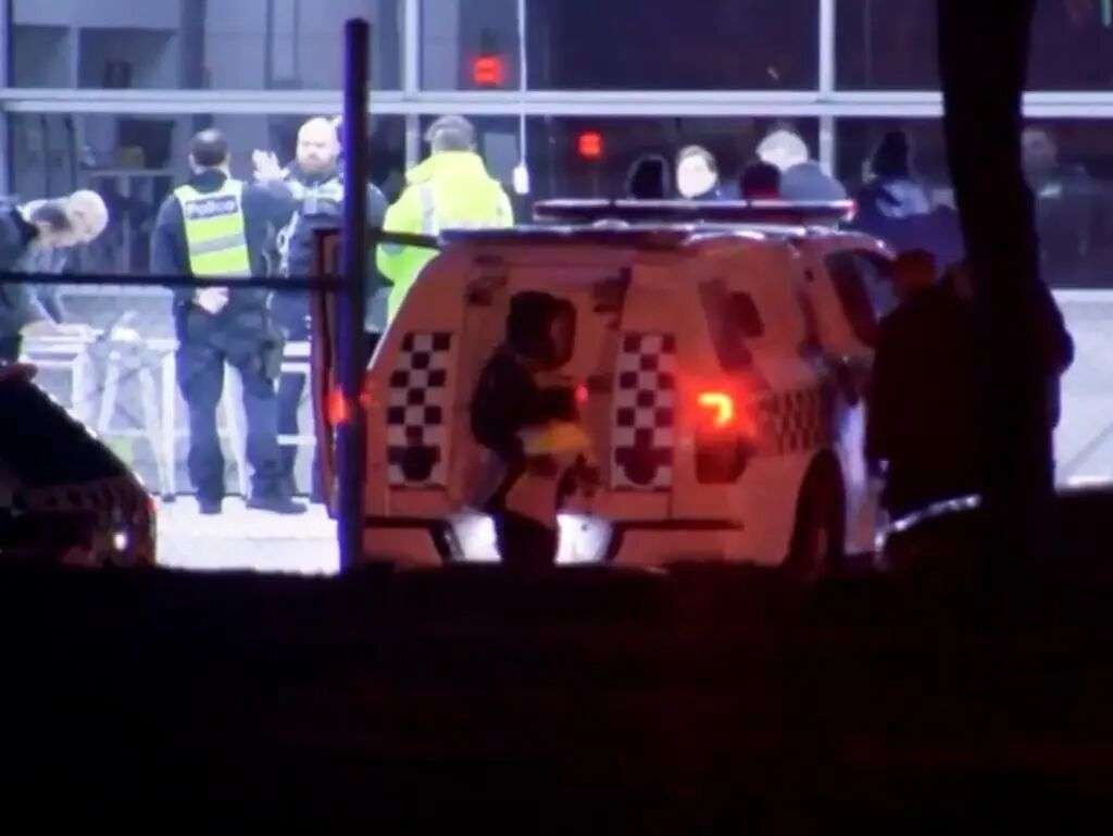 Police probe the death of a 15-year-old boy found with stab wounds outside Craigieburn Community Hospital. Picture: Channel 7
